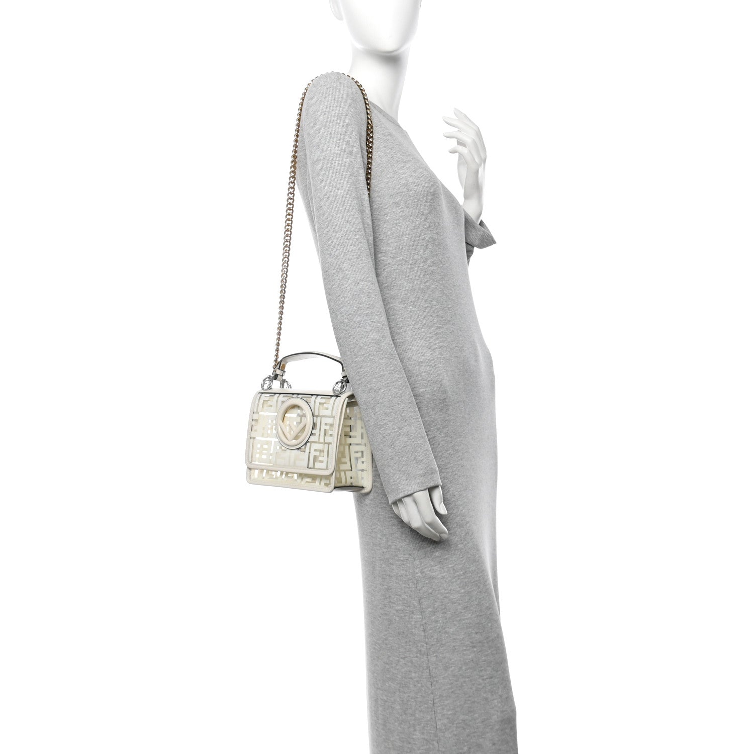 Fendi TPU FF Vitello Century F is Fendi Small Kan I Shoulder Bag White 2 of 9