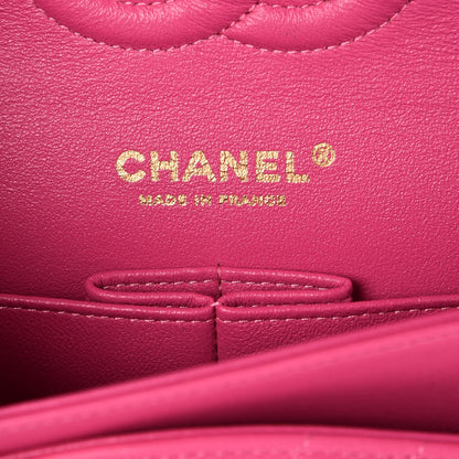 Chanel Lambskin Chevron Quilted Medium Double Flap Pink 7 of 9