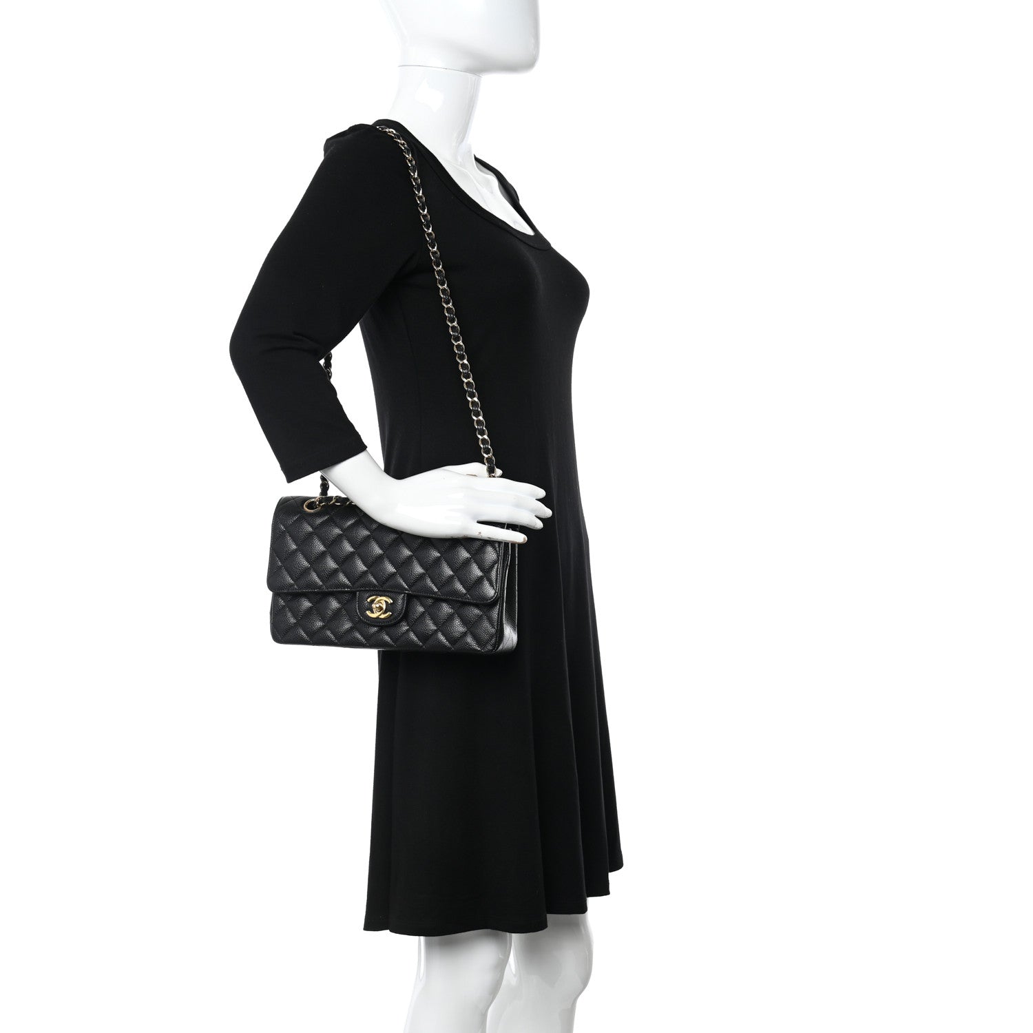 Chanel Caviar Quilted Medium Double Flap Black 2 of 10