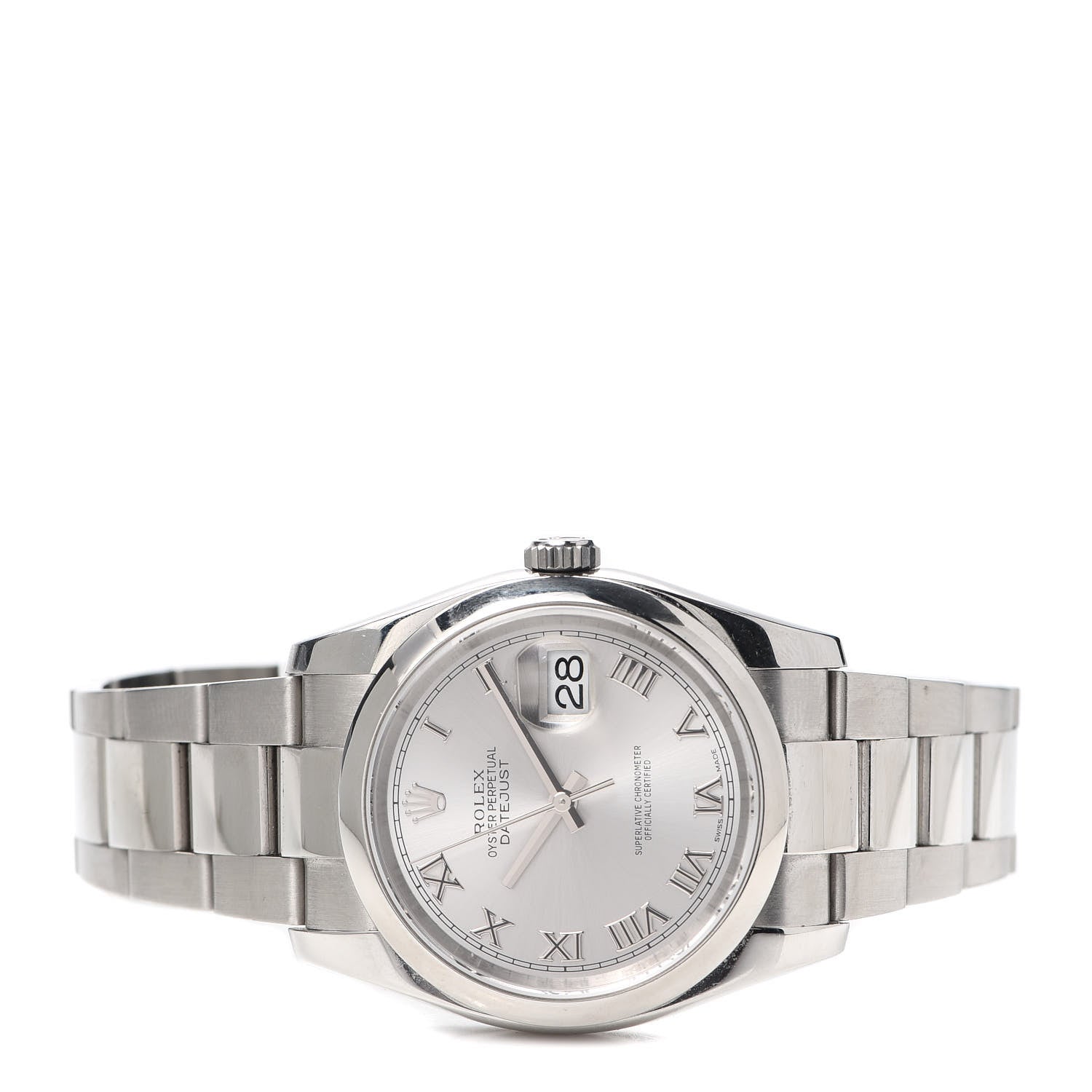 Rolex Stainless Steel 36mm Oyster Perpetual Datejust Watch Silver Roman 116000 2 of 5