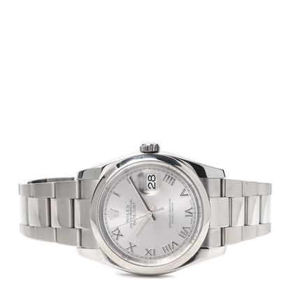 Rolex Stainless Steel 36mm Oyster Perpetual Datejust Watch Silver Roman 116000 2 of 5
