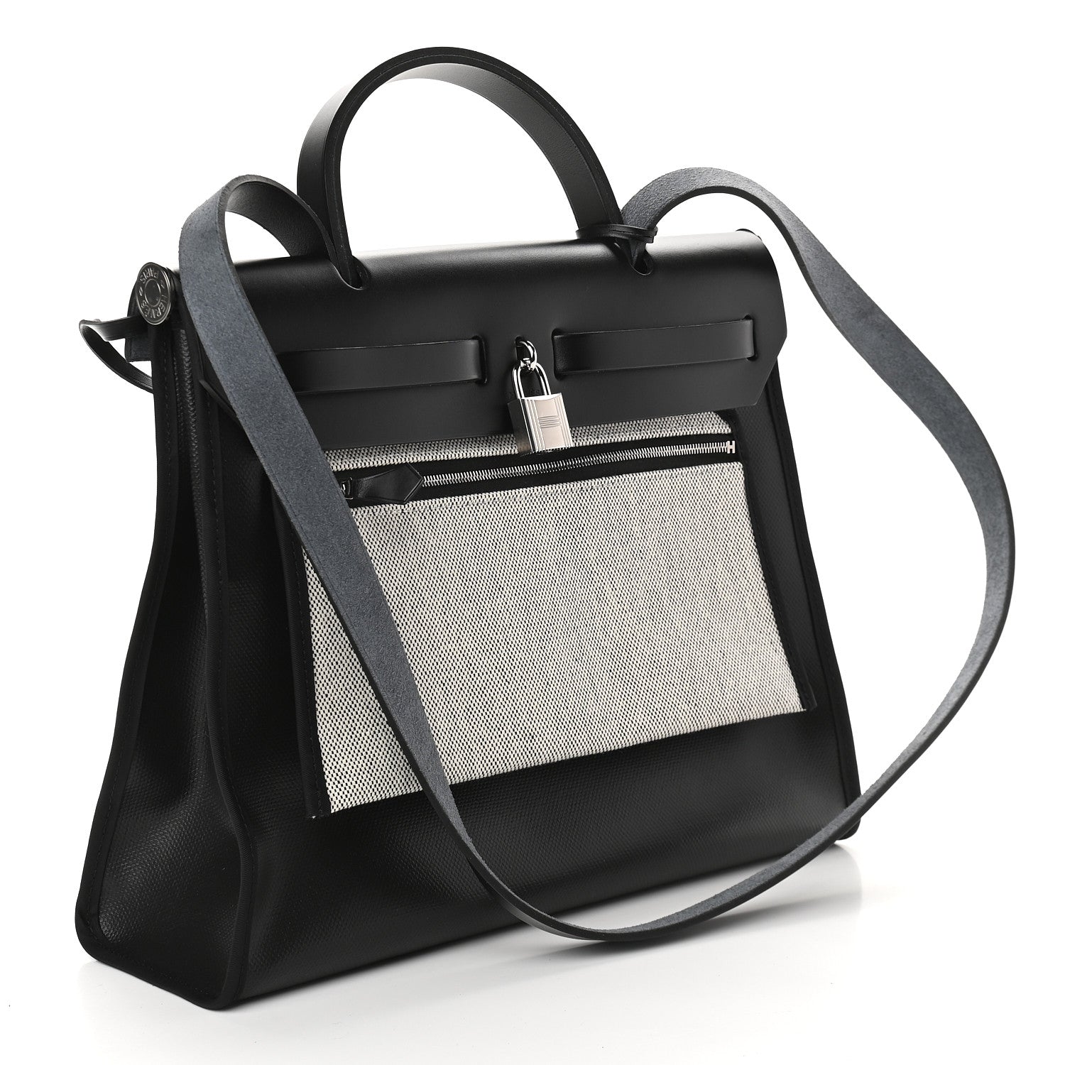 Hermes Toile H Berline Vache Hunter Herbag Zip PM 31 Black Ecru 4 of 10