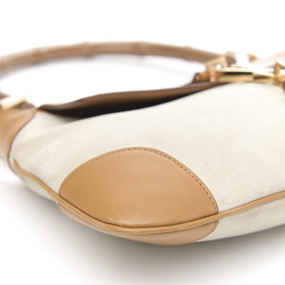 Gucci Suede Calfskin Bamboo Handle Jackie O Hobo Beige 8 of 15