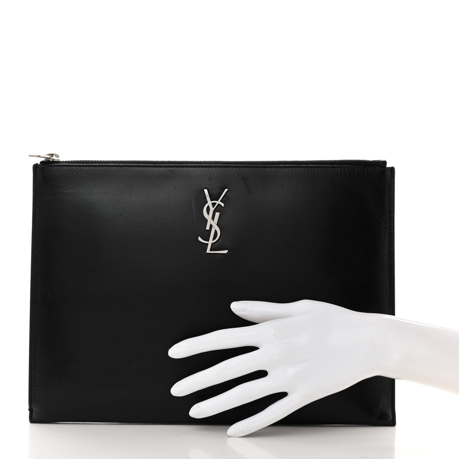 Saint Laurent Calfskin Monogram iPad Case Black 2 of 12