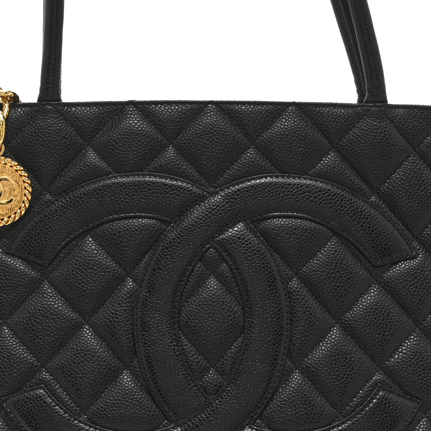Caviar Quilted Medallion Tote Black