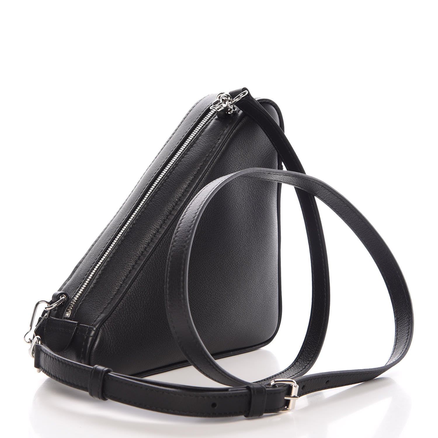 Balenciaga Calfskin Triangle Crossbody Bag Black 3 of 7
