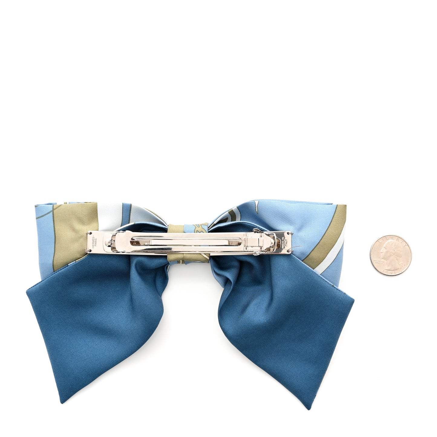 Silk Ex Libris Grenelle Hair Clip Bleu Cyclade