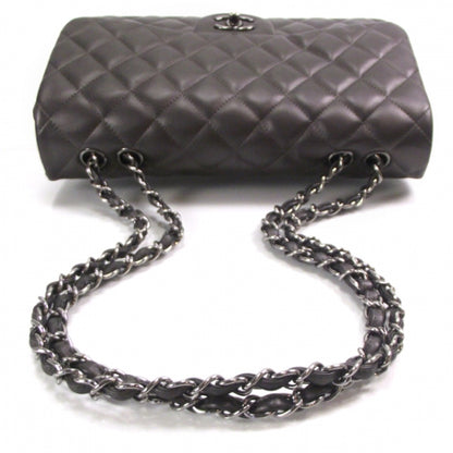 Chanel Lambskin Quilted Jumbo Flap Dark Metallic Grey 09A 6 of 12