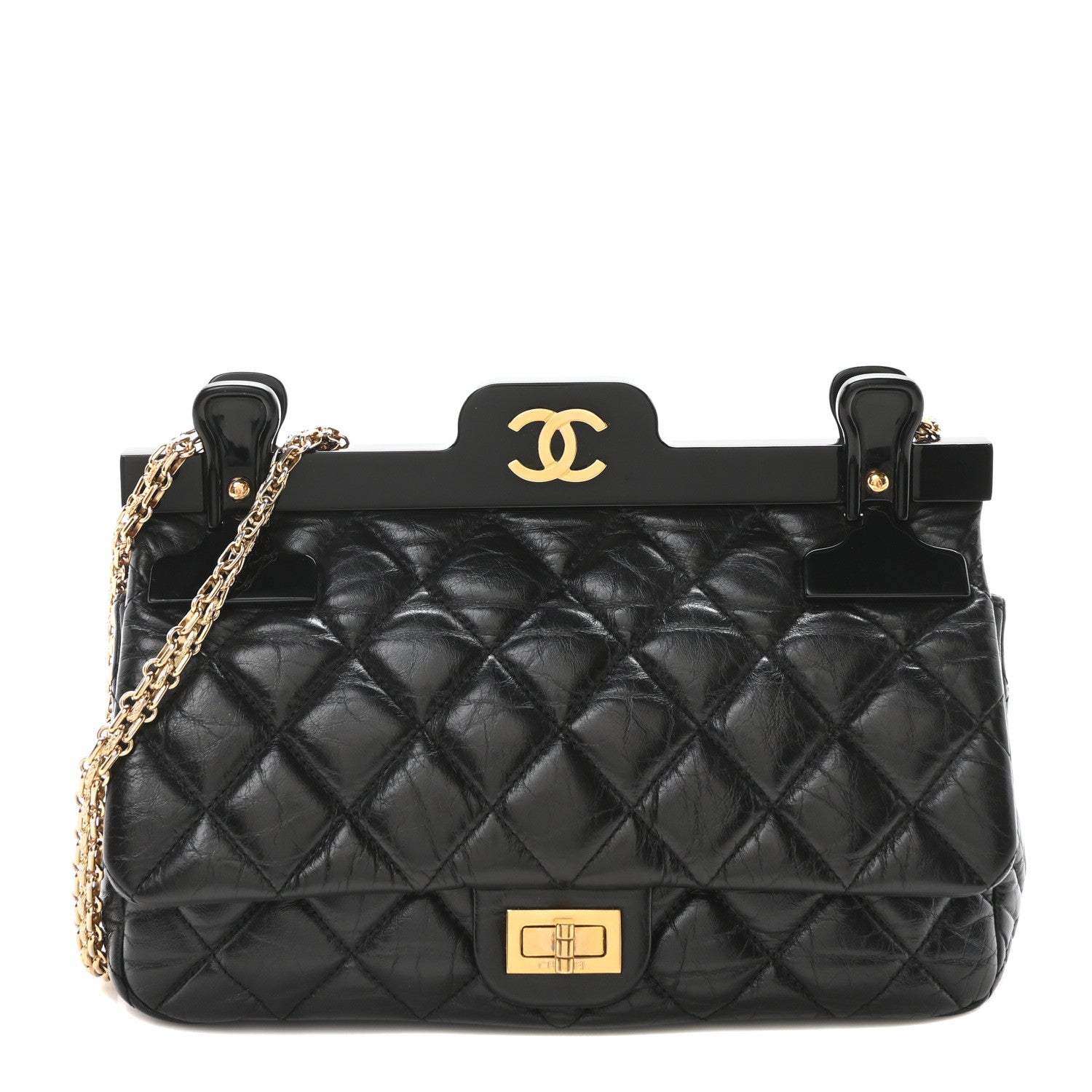 Chanel Aged Calfskin Quilted 2.55 Reissue 225 Hanger Flap Black 1 of 10