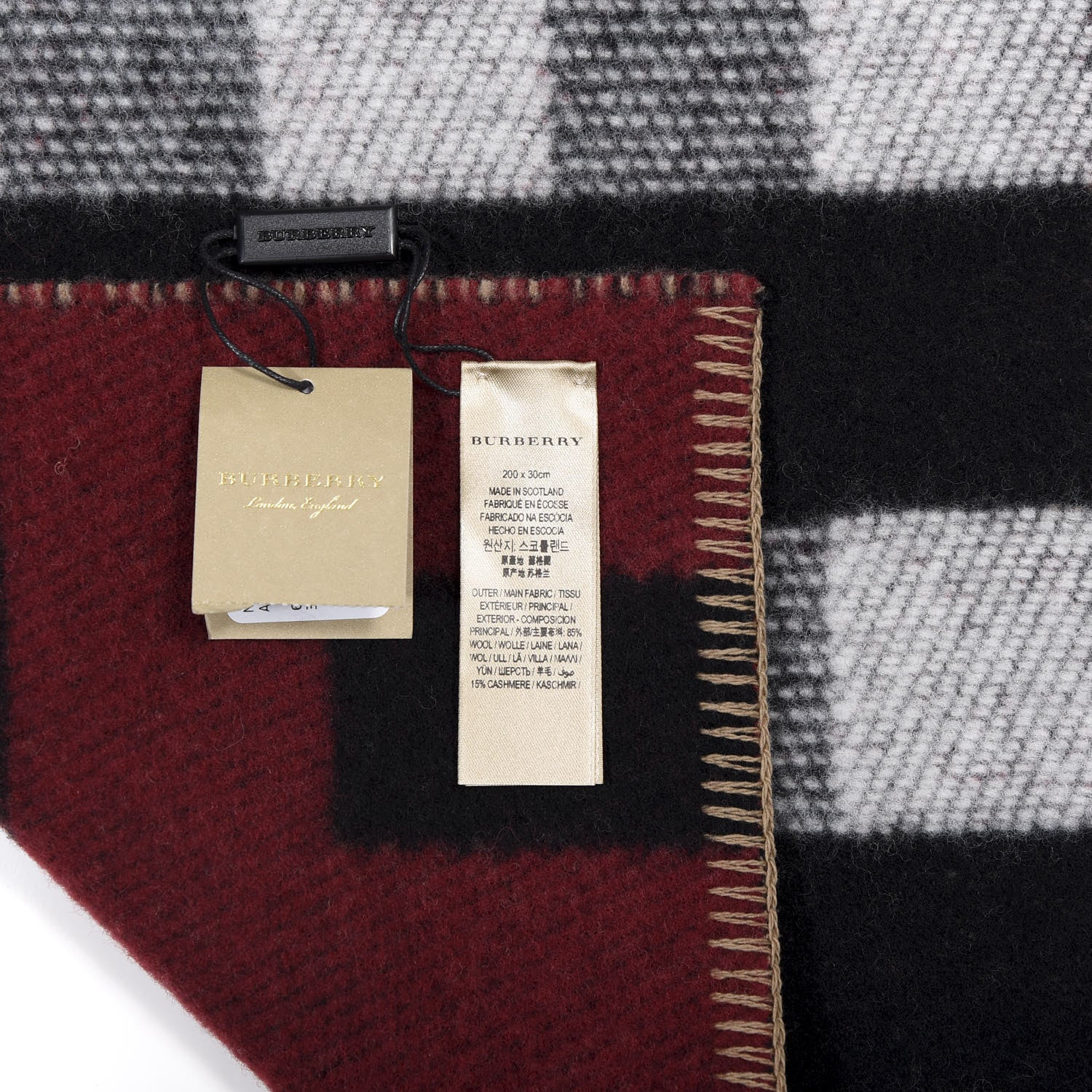 Burberry Wool Cashmere Half Mega Check Blanket Scarf House Check 4 of 4