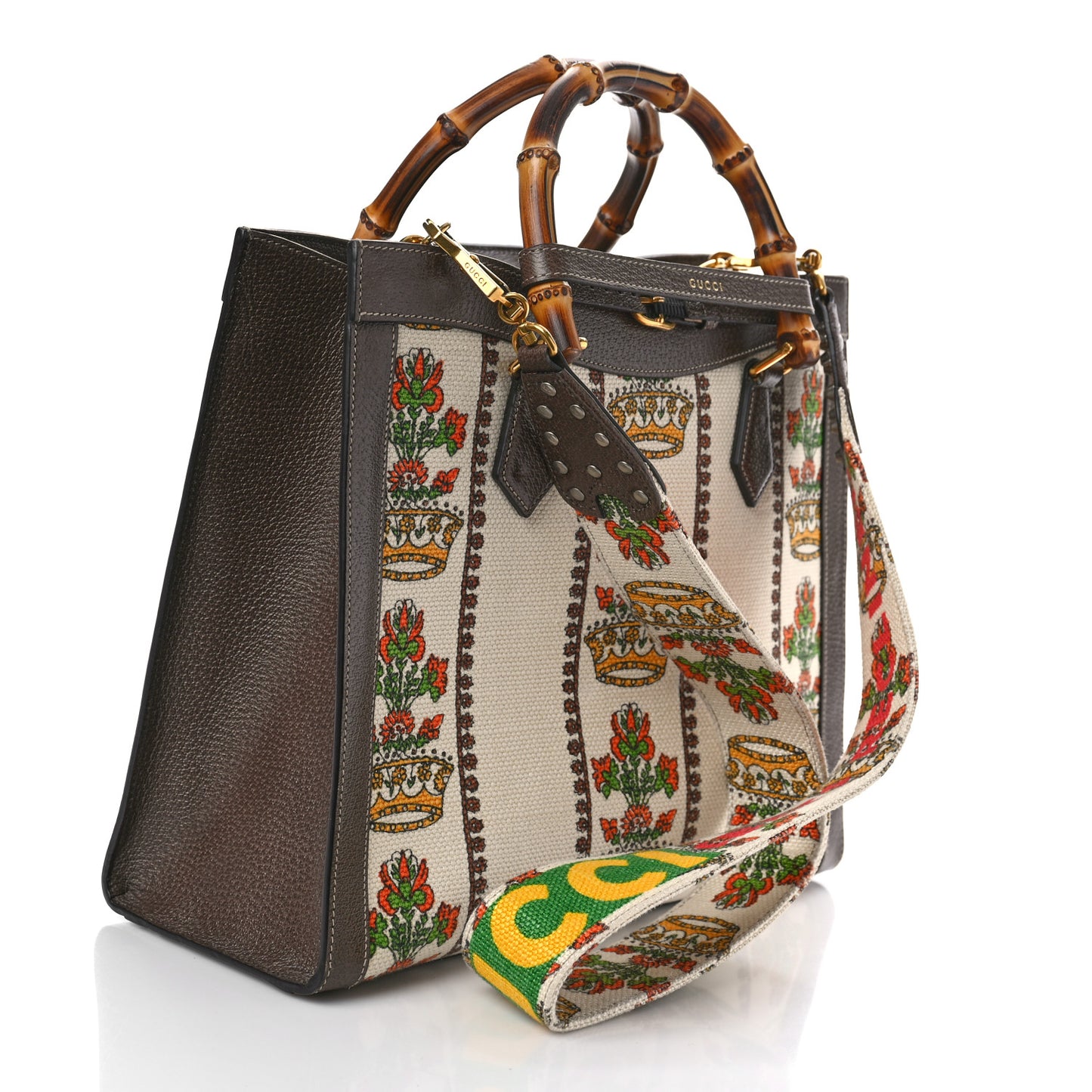 Canvas Calfskin Medium Gucci 100 Music Is Mine Diana Tote Bag New Acero