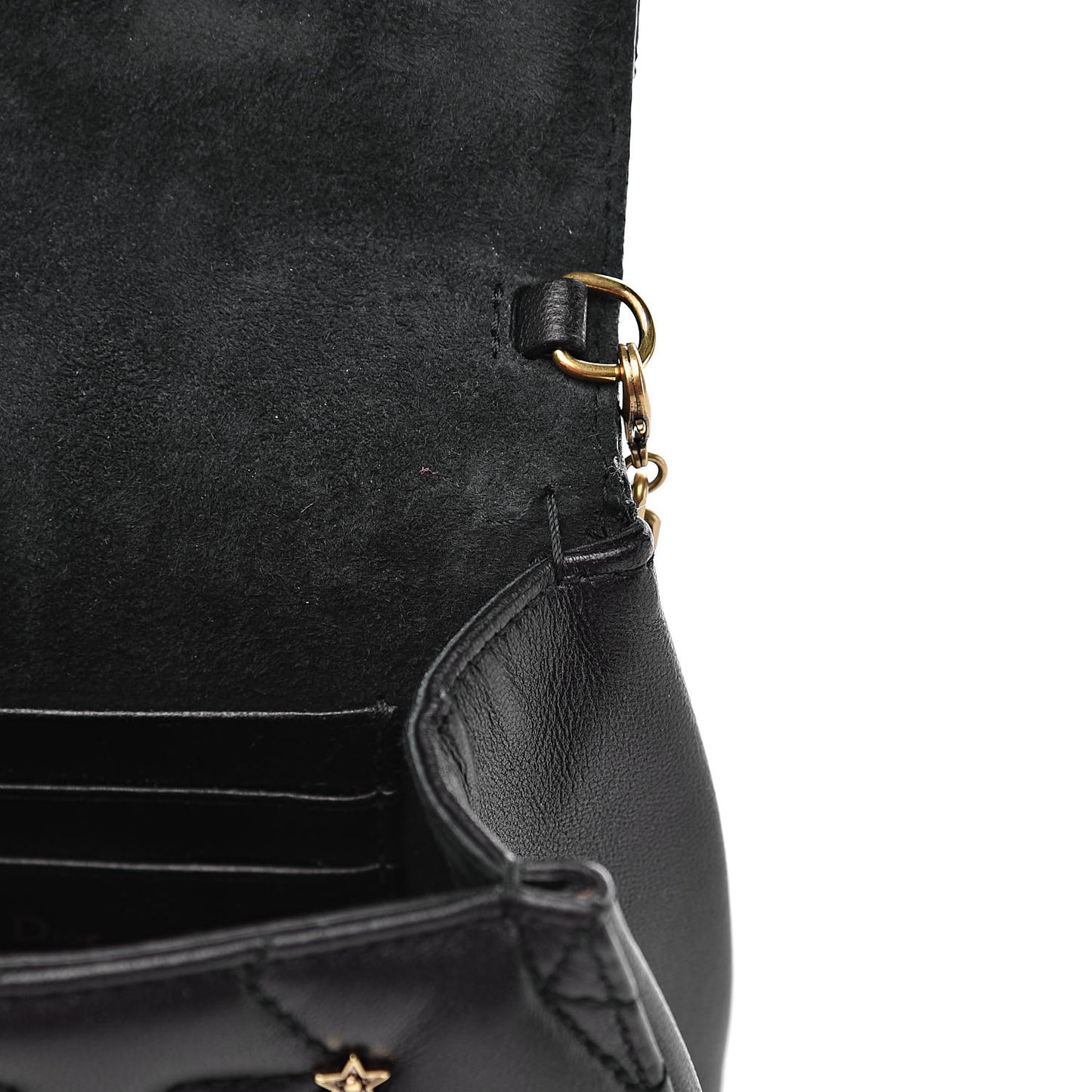 Calfskin Quilted Studded Star Dio(r)evolution Clutch With Chain Black
