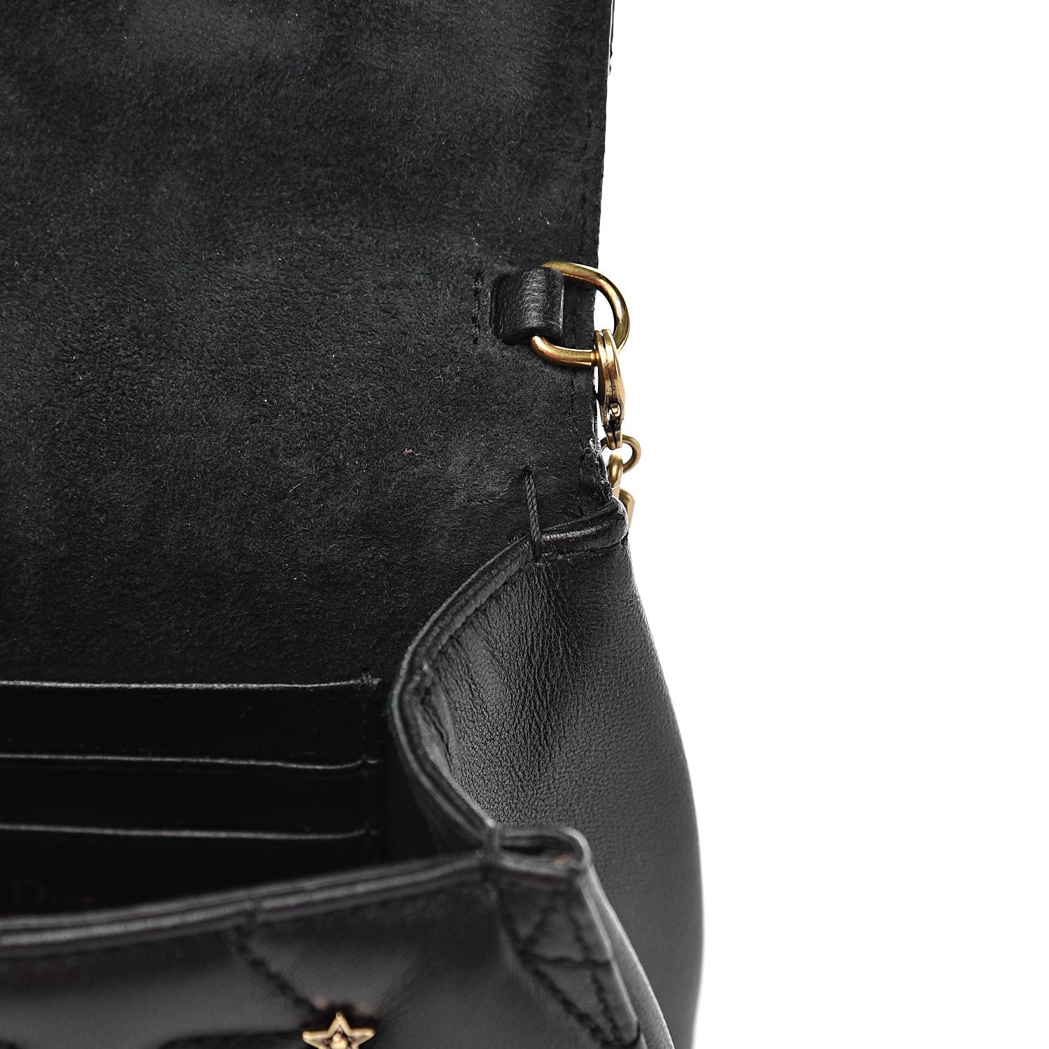 Christian Dior Calfskin Quilted Studded Star Dio(r)evolution Clutch With Chain Black 6 of 9