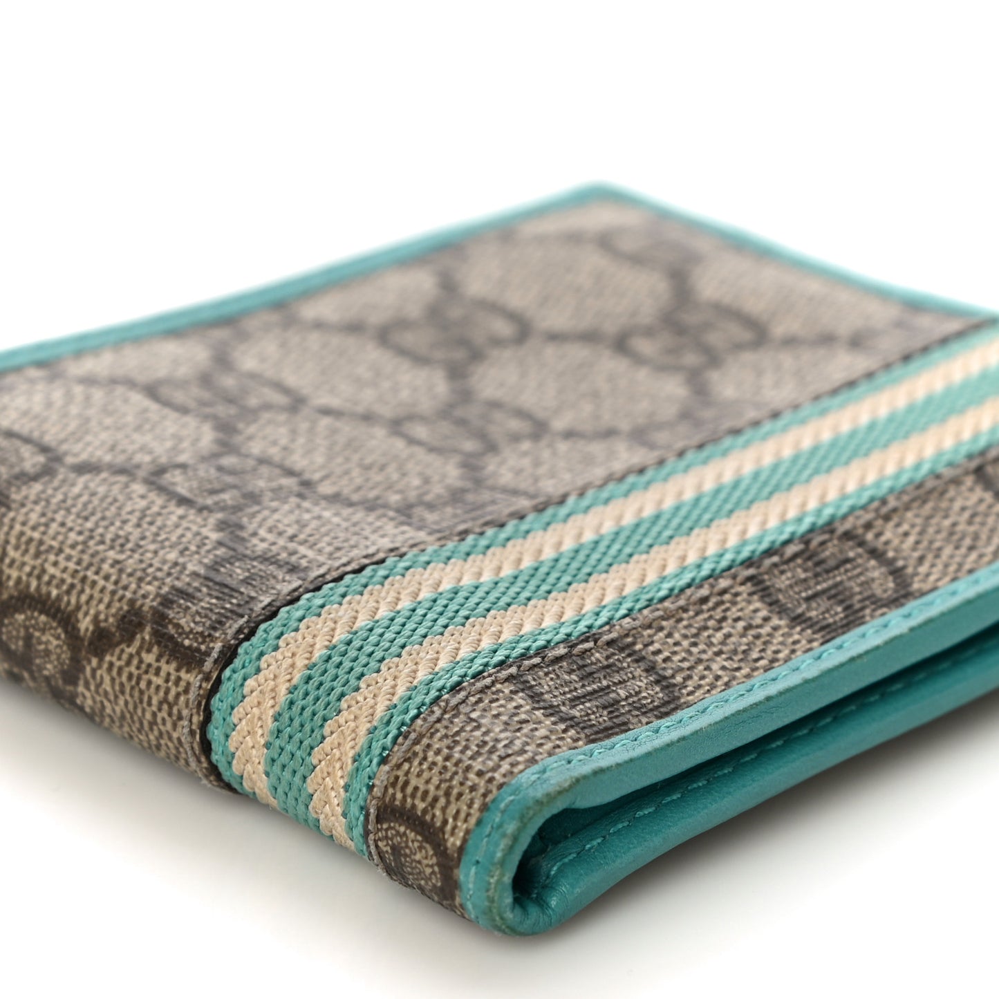 GG Supreme Monogram Web Bi-Fold Wallet White Blue