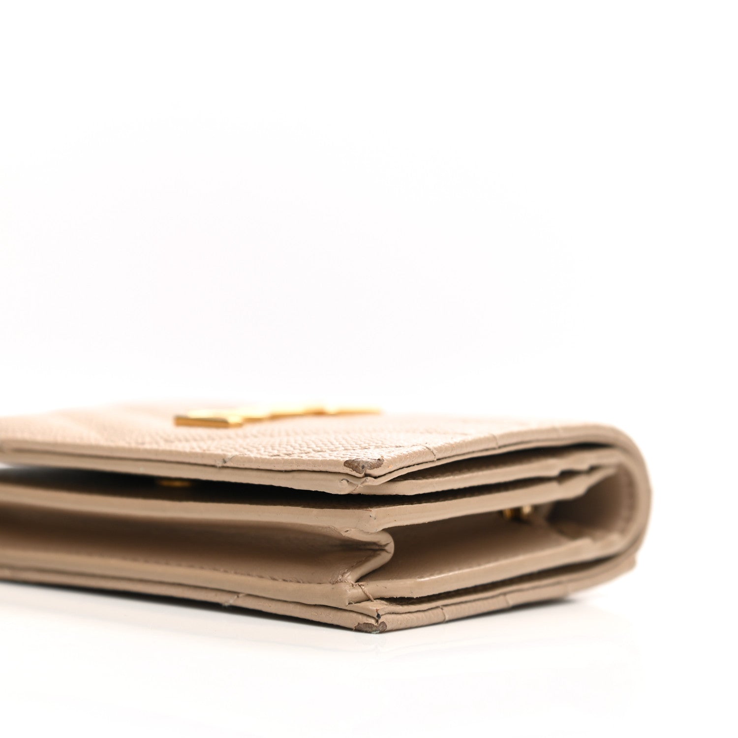 Saint Laurent Grain De Poudre Matelasse Chevron Monogram Card Case Nude Powder 8 of 11