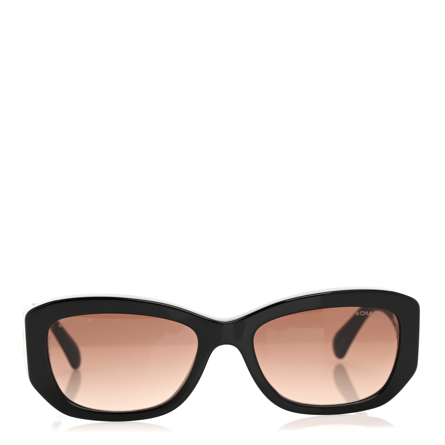 Chanel Acetate Rectangle Sunglasses 5493 Black Brown 2 of 8