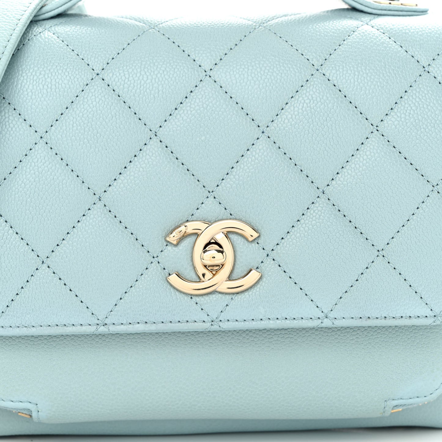 Caviar Quilted Medium Business Affinity Flap Light Blue