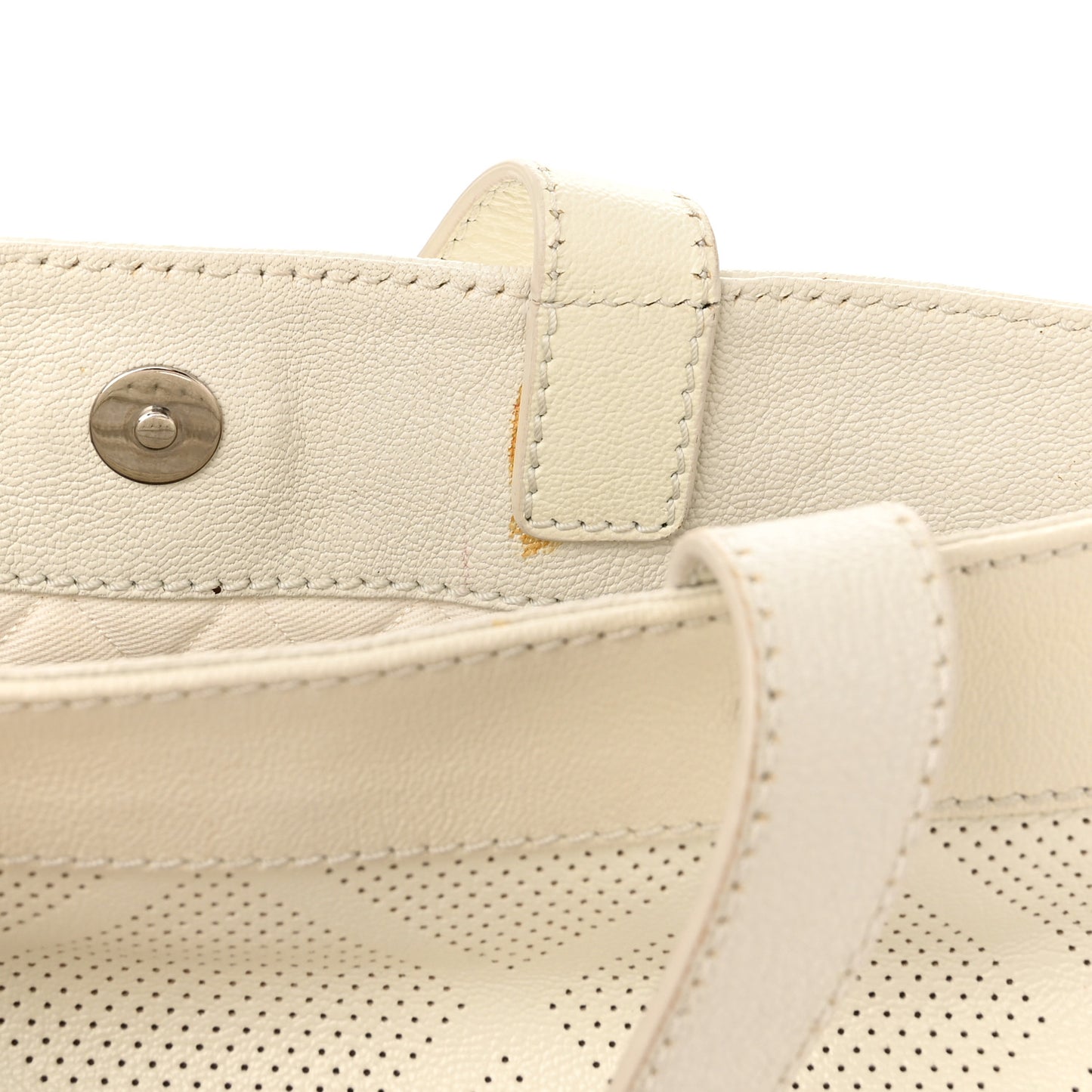 Goatskin Perforated Large CC Tote White