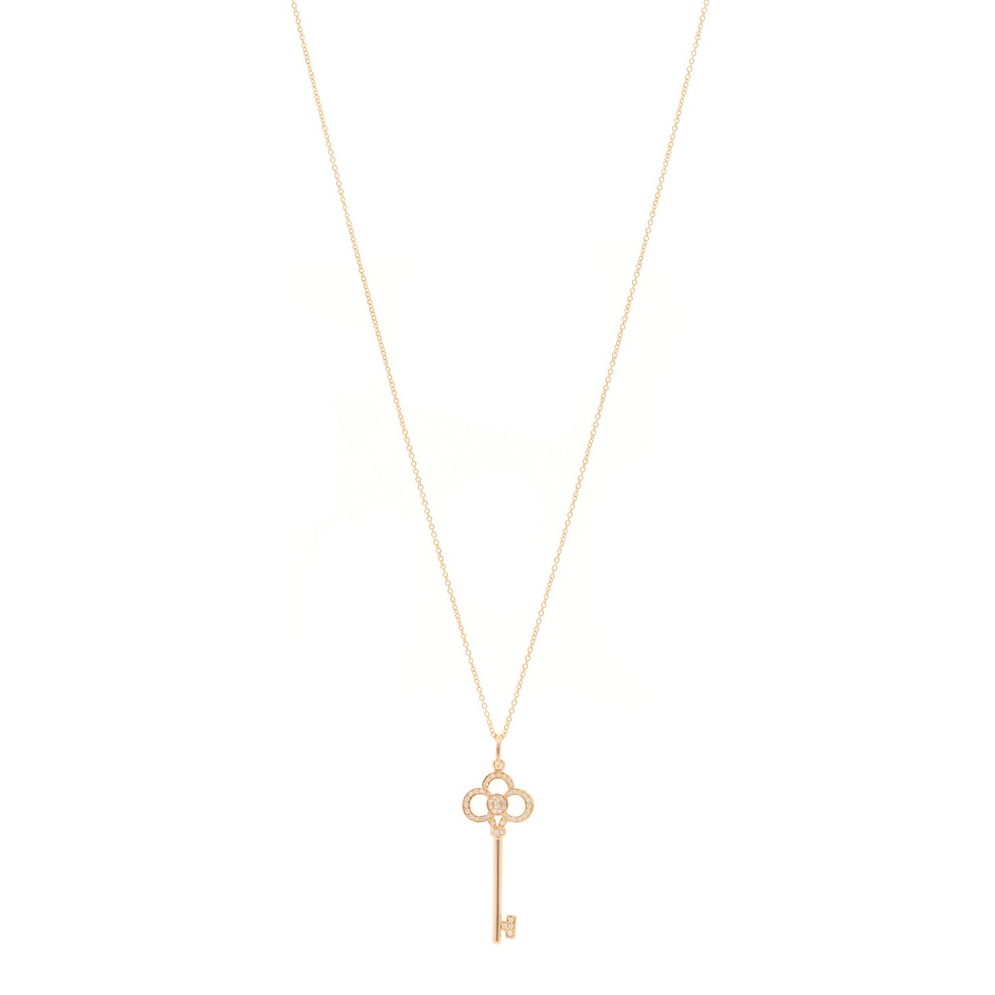 18K Rose Gold Diamond Crown Key Pendant Necklace