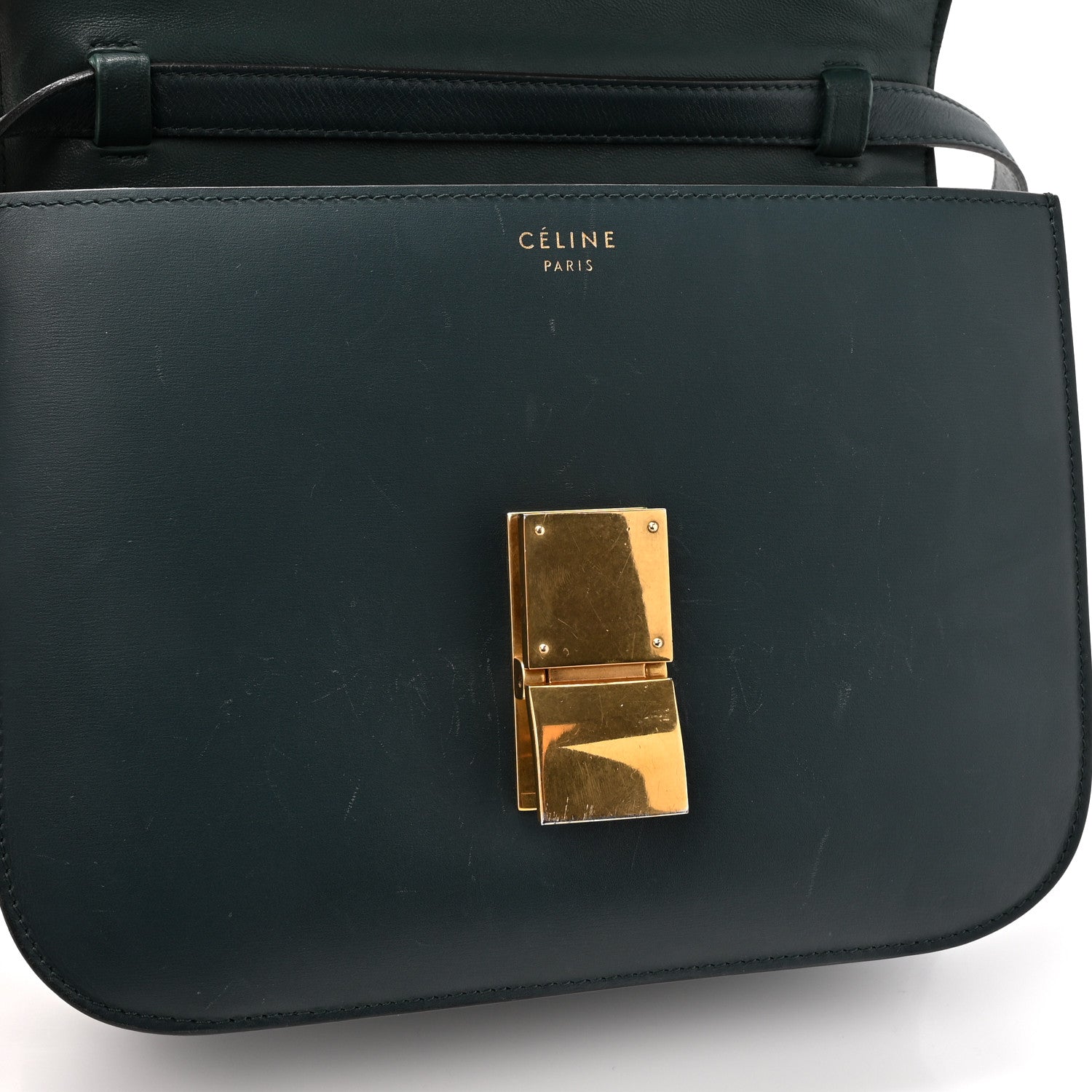 Celine Box Calfskin Medium Classic Box Flap Bag Dark Green 12 of 18