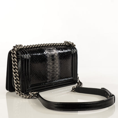 Chanel Patent Calfskin Python Medium Boy Flap Black Silver 3 of 7