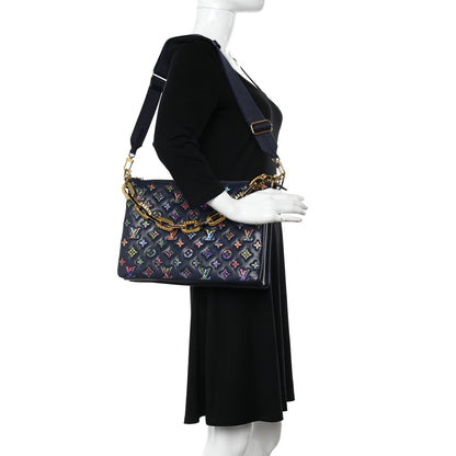 Louis Vuitton Lambskin Embossed Monogram LV Garden Coussin MM Navy Blue 2 of 11