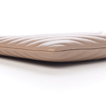 Saint Laurent Calfskin Matelasse Chevron Monogram A5 Wristlet Light Taupe 7 of 9