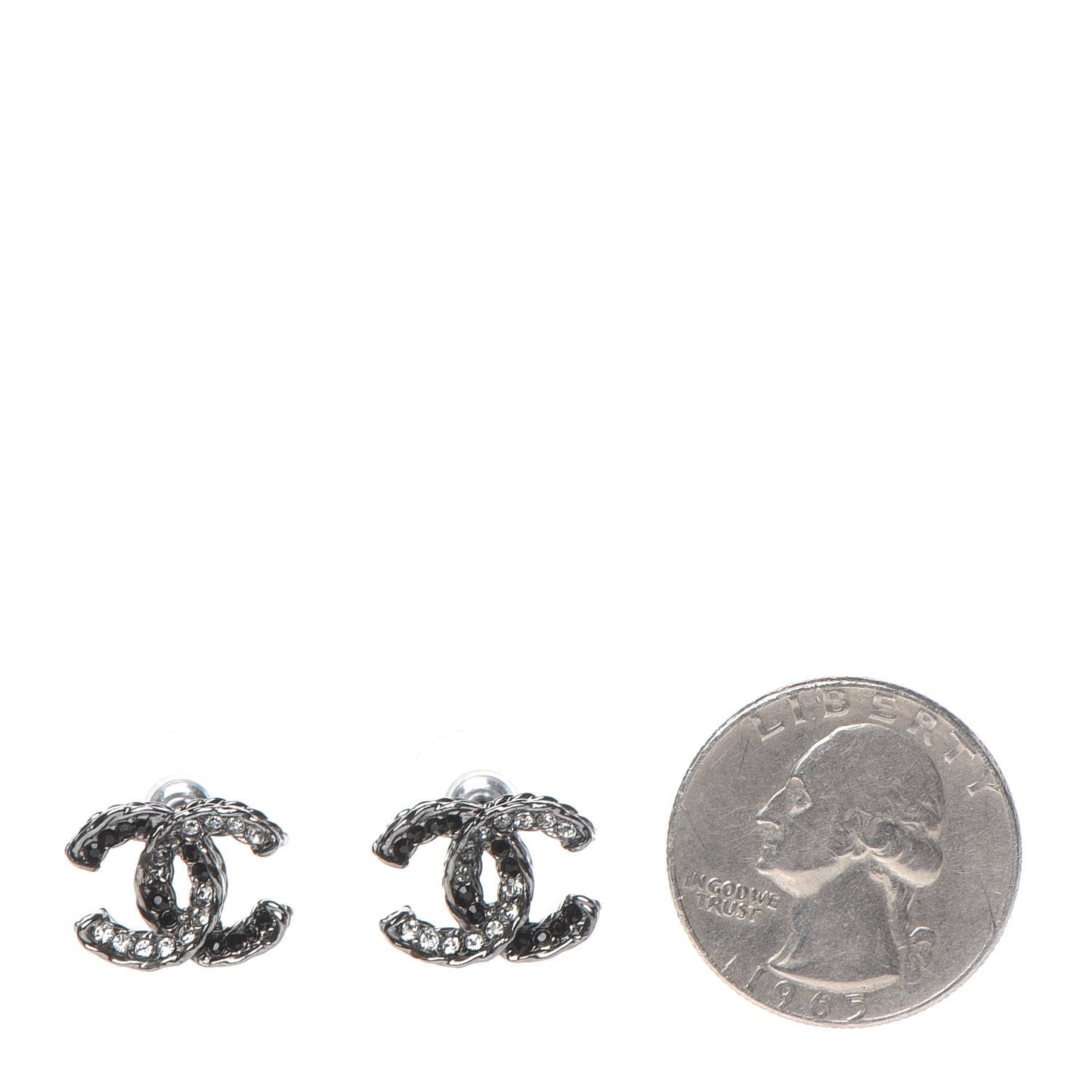 Ruthenium Crystal CC Earrings Silver Black