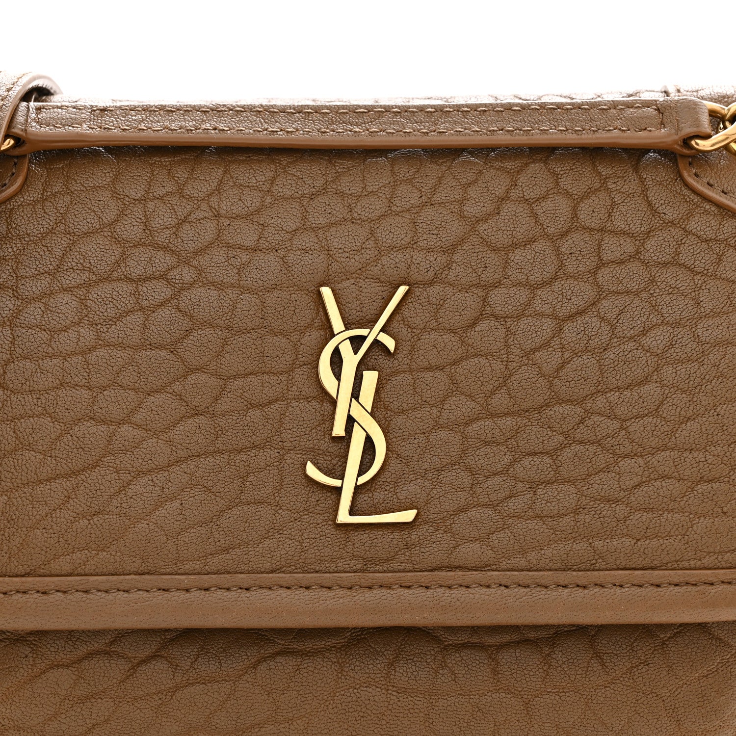 Saint Laurent Grained Lambskin Monogram Mini Niki Chain Satchel Dark Cork 8 of 11