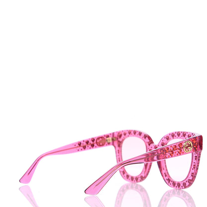Gucci Acetate Crystal Heart GG0116S Sunglasses Fuchsia 4 of 6