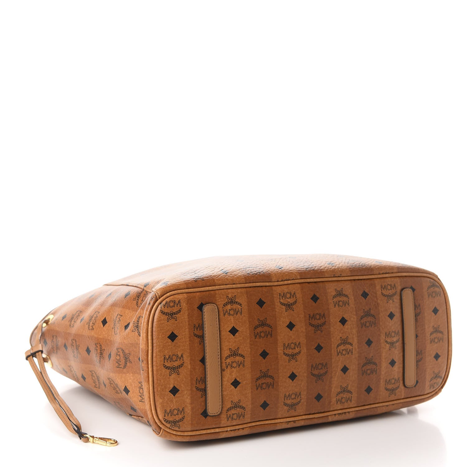 MCM Striped Visetos Large Shopper Tote Cognac 5 of 10