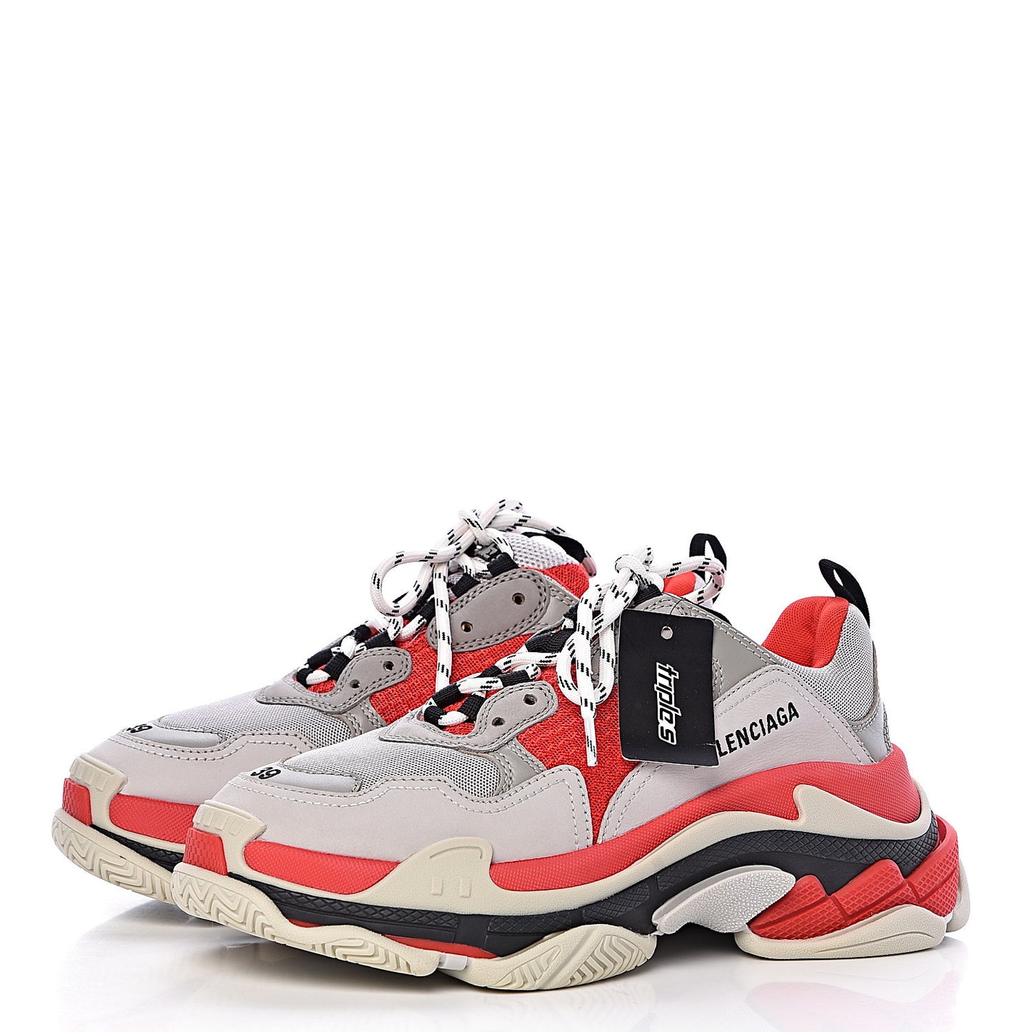 Fabric Mesh Womens Triple S Sneakers 39 Red Grey White