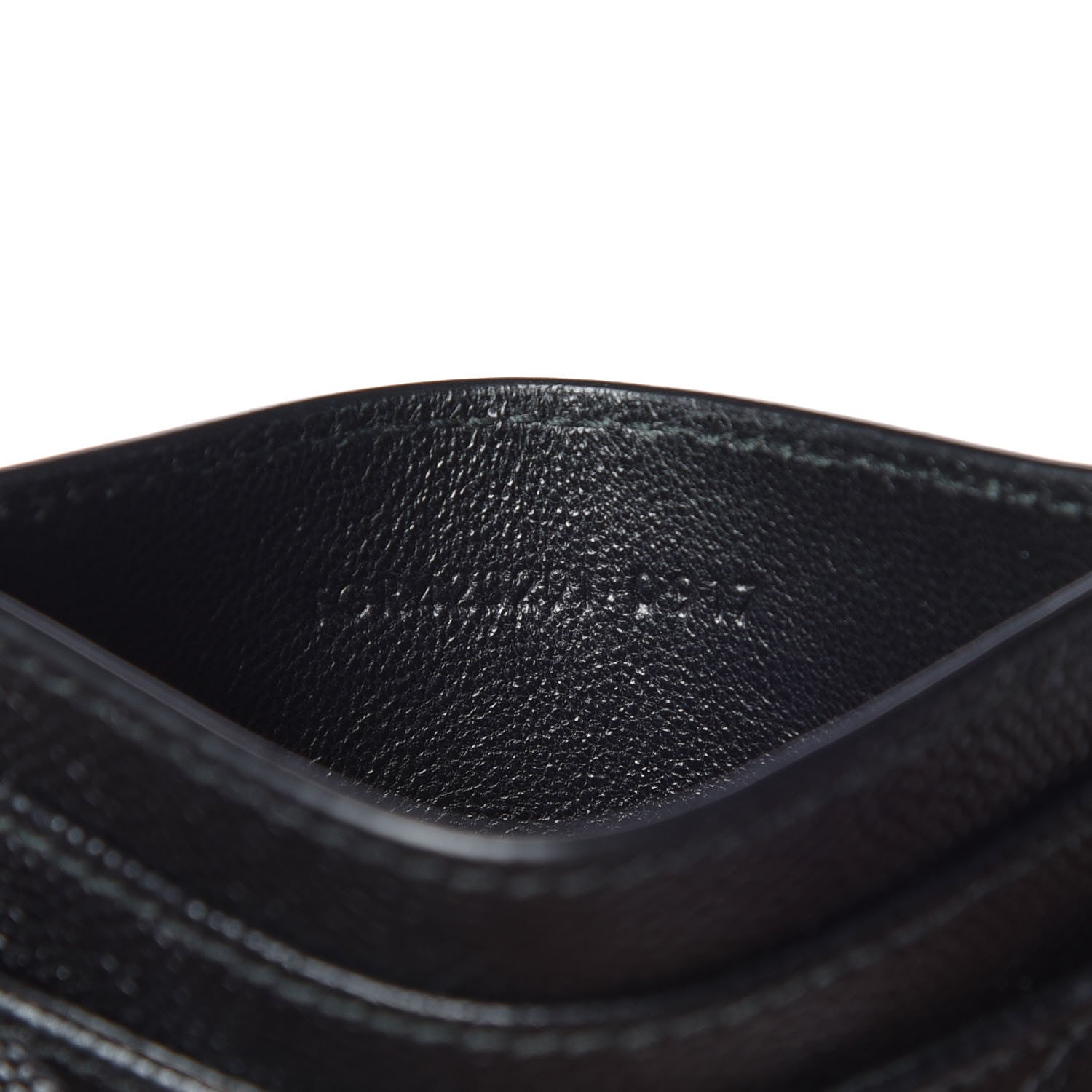 Saint Laurent Grain De Poudre Matelasse Chevron Monogram Credit Card Case Black 7 of 8