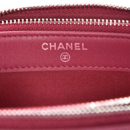 Chanel Lambskin Camellia Embossed Small Clutch With Chain Fuchsia 8 of 11