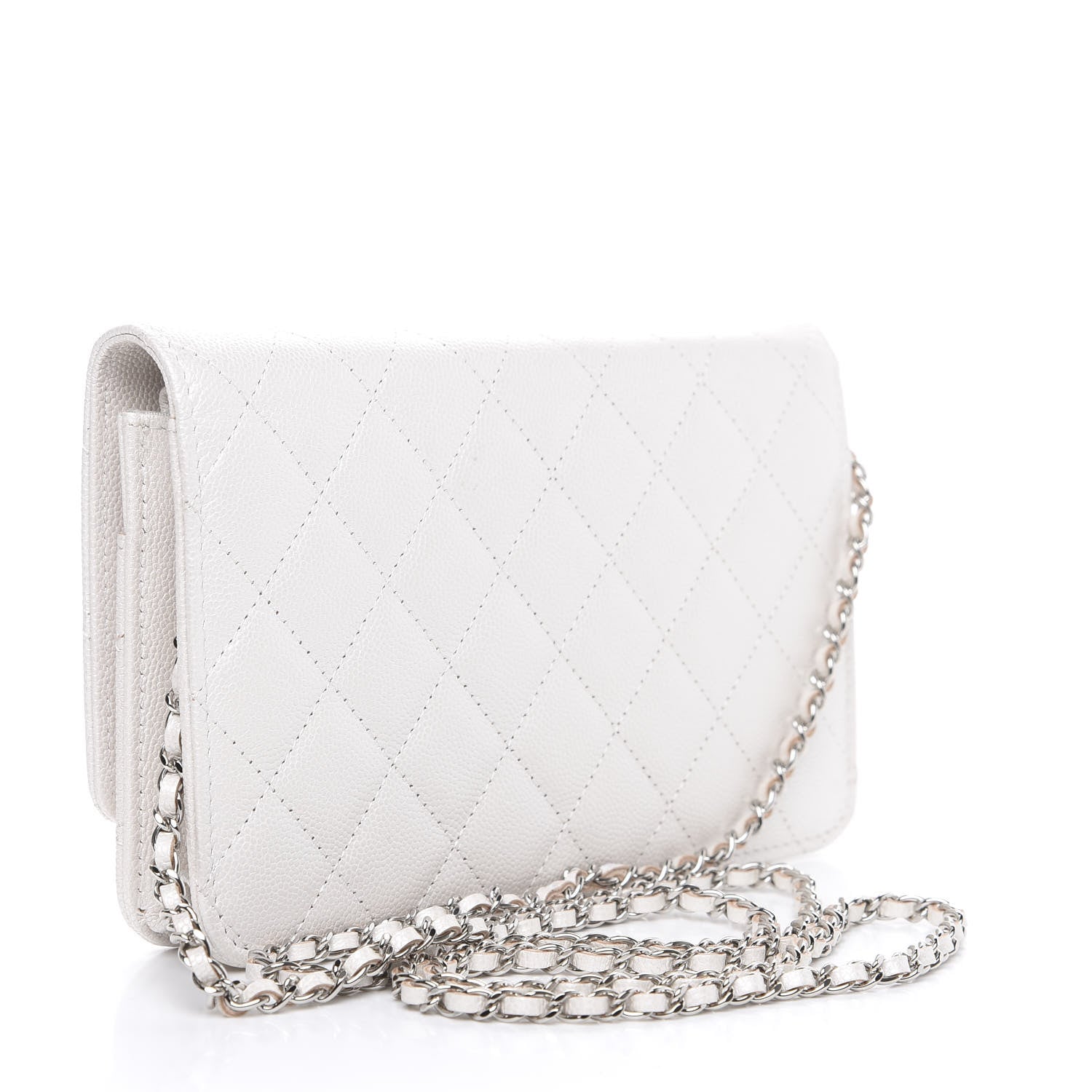 Chanel Iridescent Caviar Quilted Golden Class Wallet On Chain WOC White 2 of 10