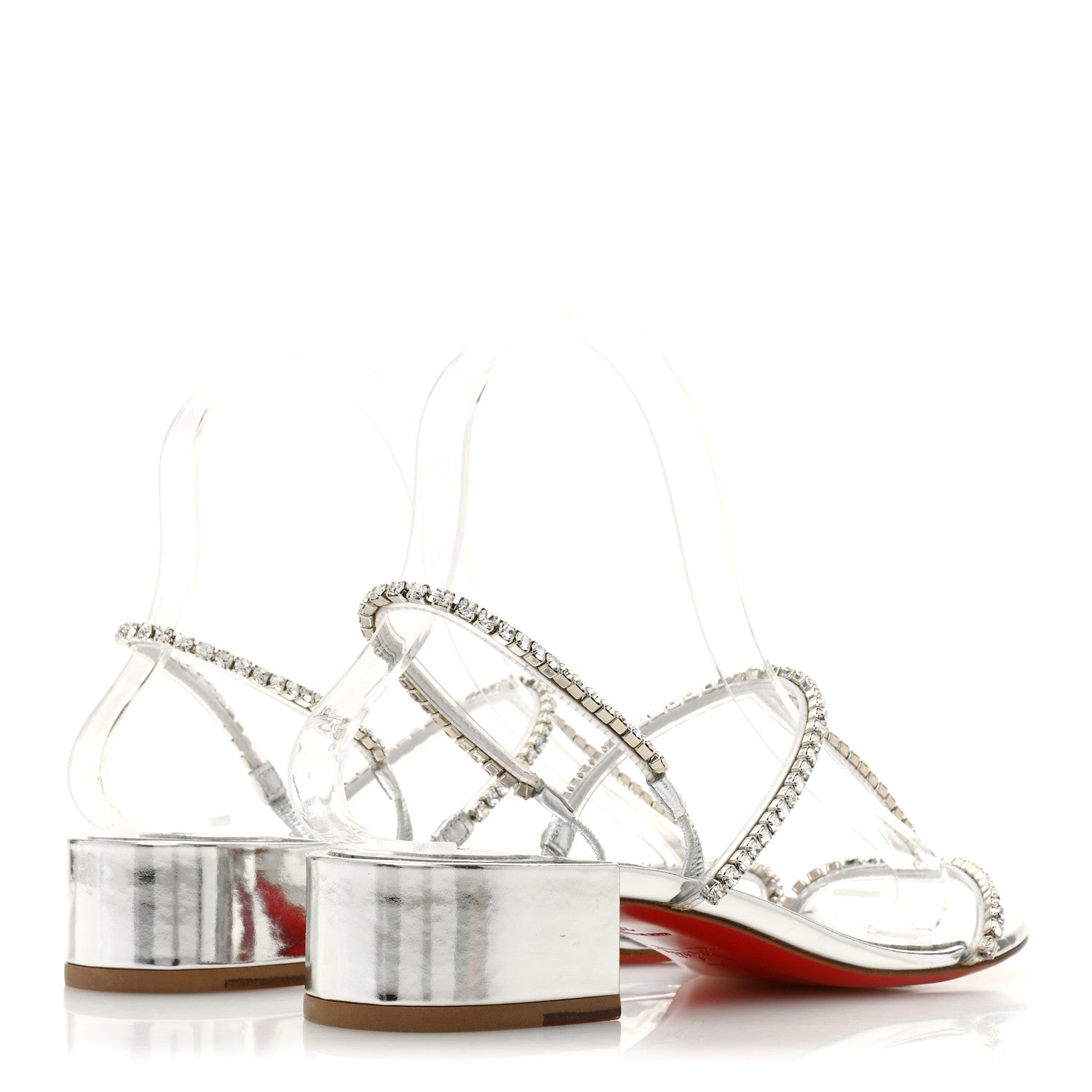 Christian Louboutin Specchio PVC Crystal Simple Queenie Sandals 36 Silver 5 of 8