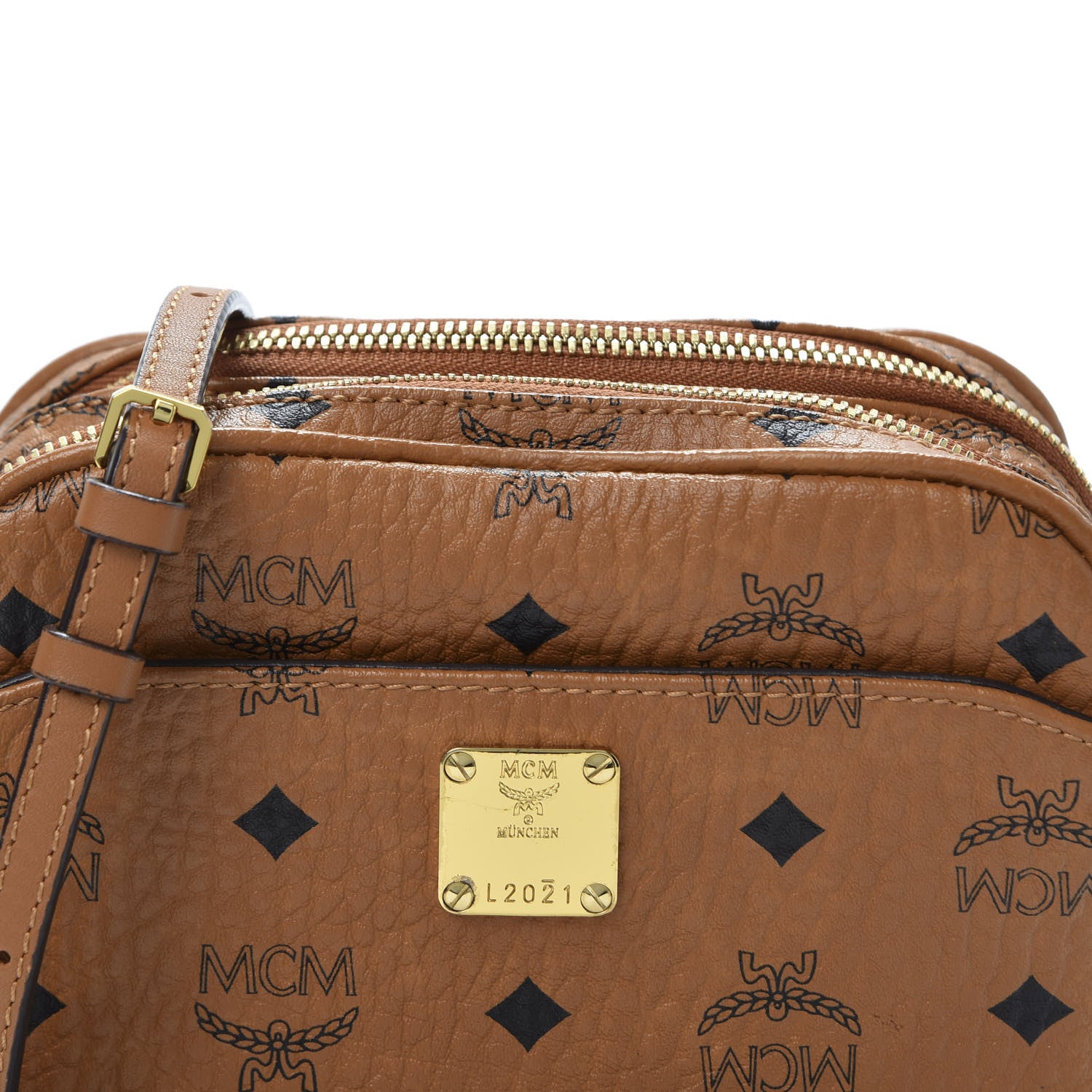 MCM Visetos Camera Crossbody Bag Cognac 9 of 9