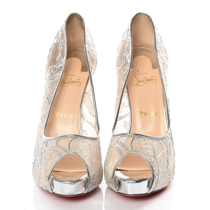 Christian Louboutin Rete Dentelle Lurex Very Lace 120 Pumps 39 Silver 3 of 11
