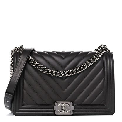 Chanel Calfskin Chevron Quilted Medium Boy Flap Black 2 of 29
