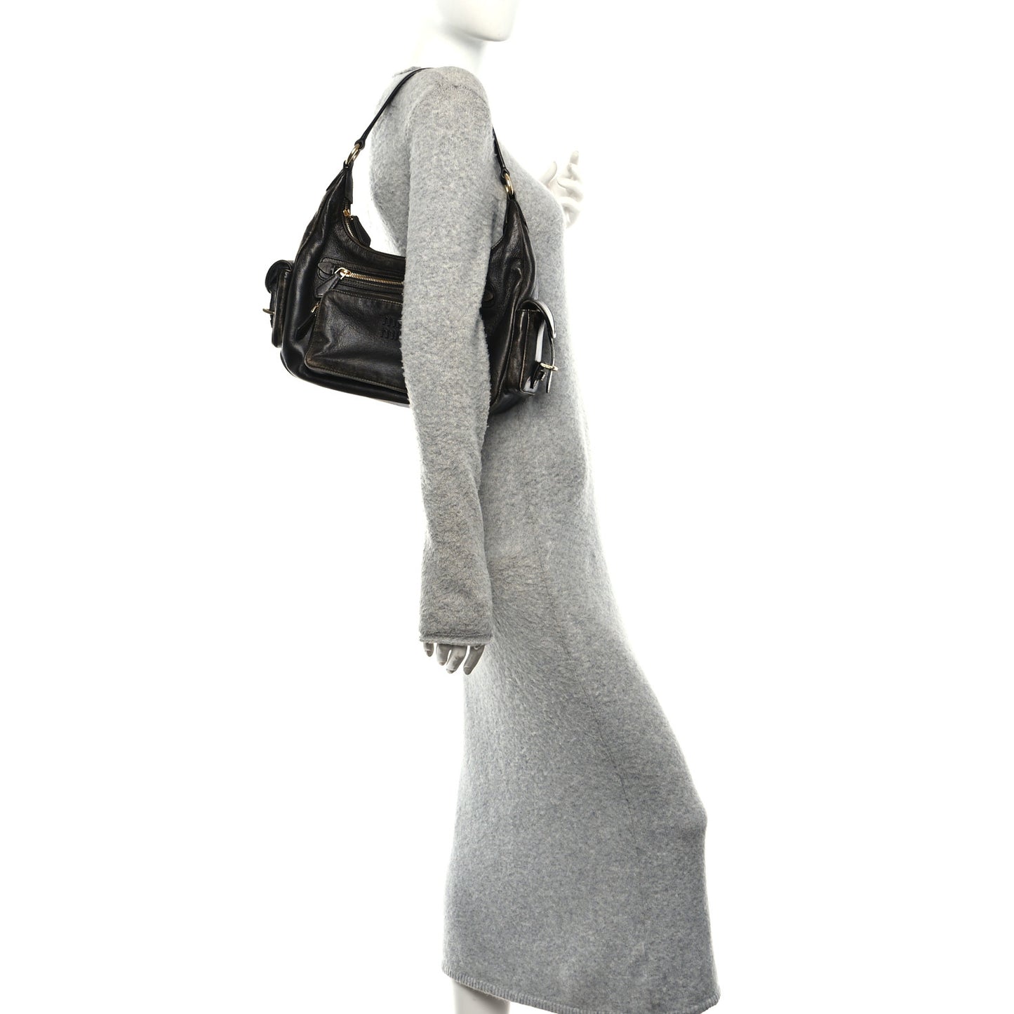 Distressed Nappa Large Multi Pocket Hobo Sand Coffee