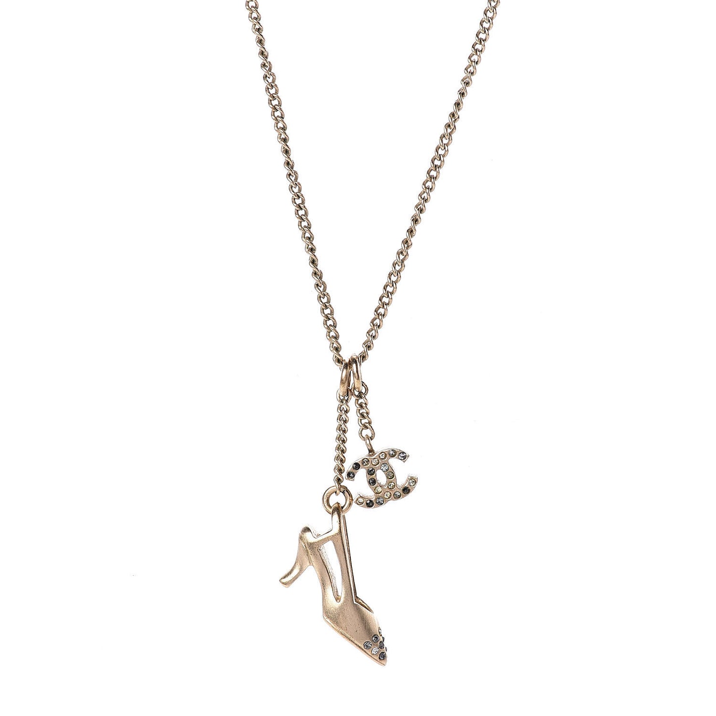 Crystal CC Heel Motif Necklace Gold