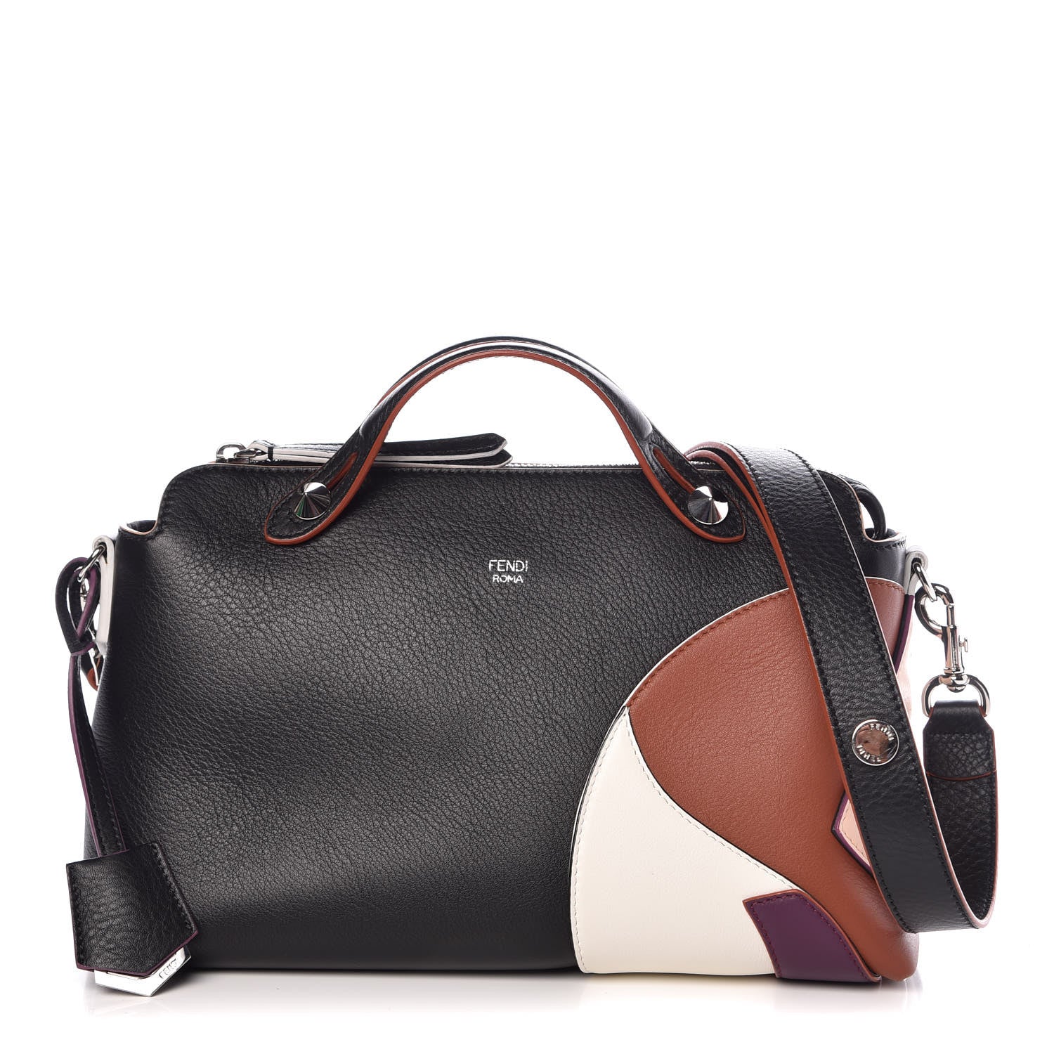Fendi Vitello Dolce Marquetry Medium By The Way Boston Bag Black Multicolor 1 of 9