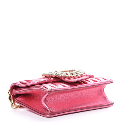 Miu Miu Metallic Nappa Matelasse Crystal Embellished Lady Crossbody Pink 3 of 12