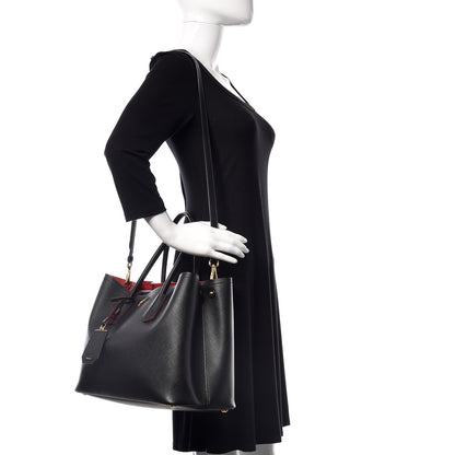 Prada Saffiano Cuir Large Double Bag Black Fuoco 2 of 14