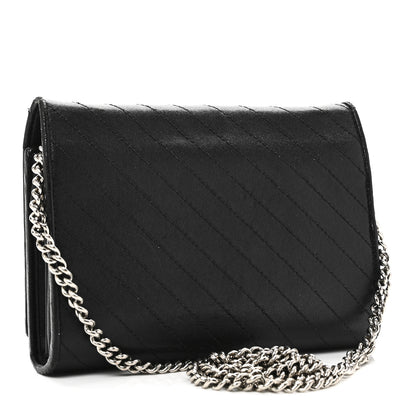 Gucci Sakai Be Green Calfskin Diagonal Stitched Blondie Wallet on Chain Black 3 of 9