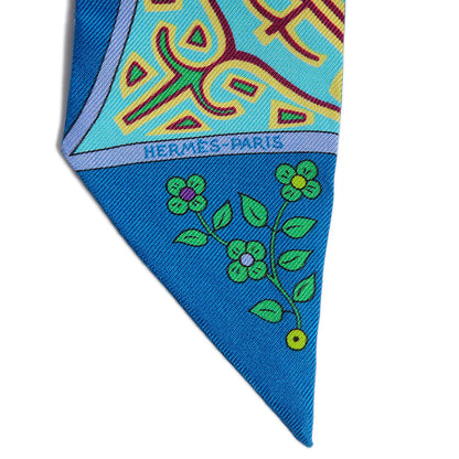 Hermes Silk L'Arbre De Vie Twilly Canard Fuchsia Vert 4 of 6