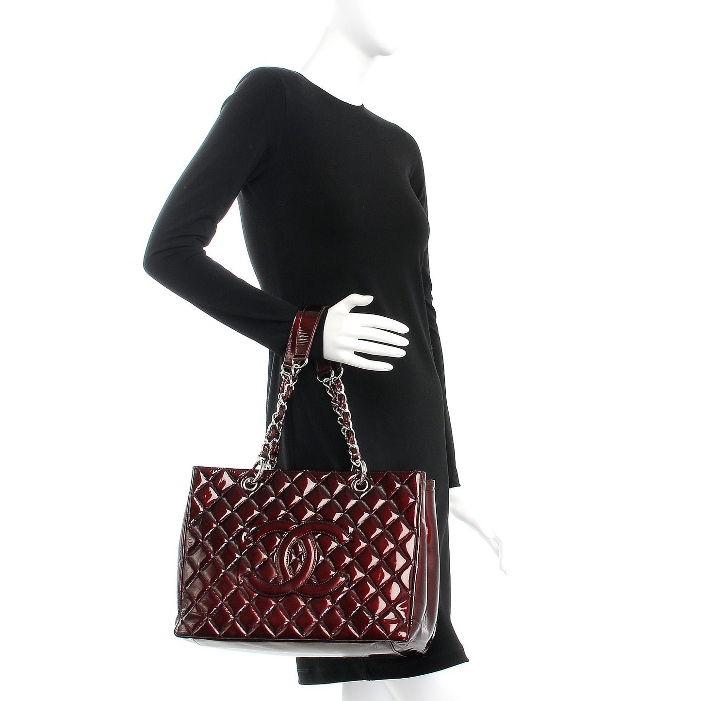Patent Grand Shopping Tote GST Dark Bordeaux