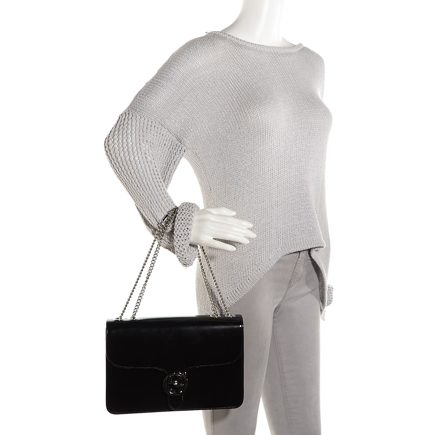 Shade Lux Calfskin Interlocking G Shoulder Bag Black