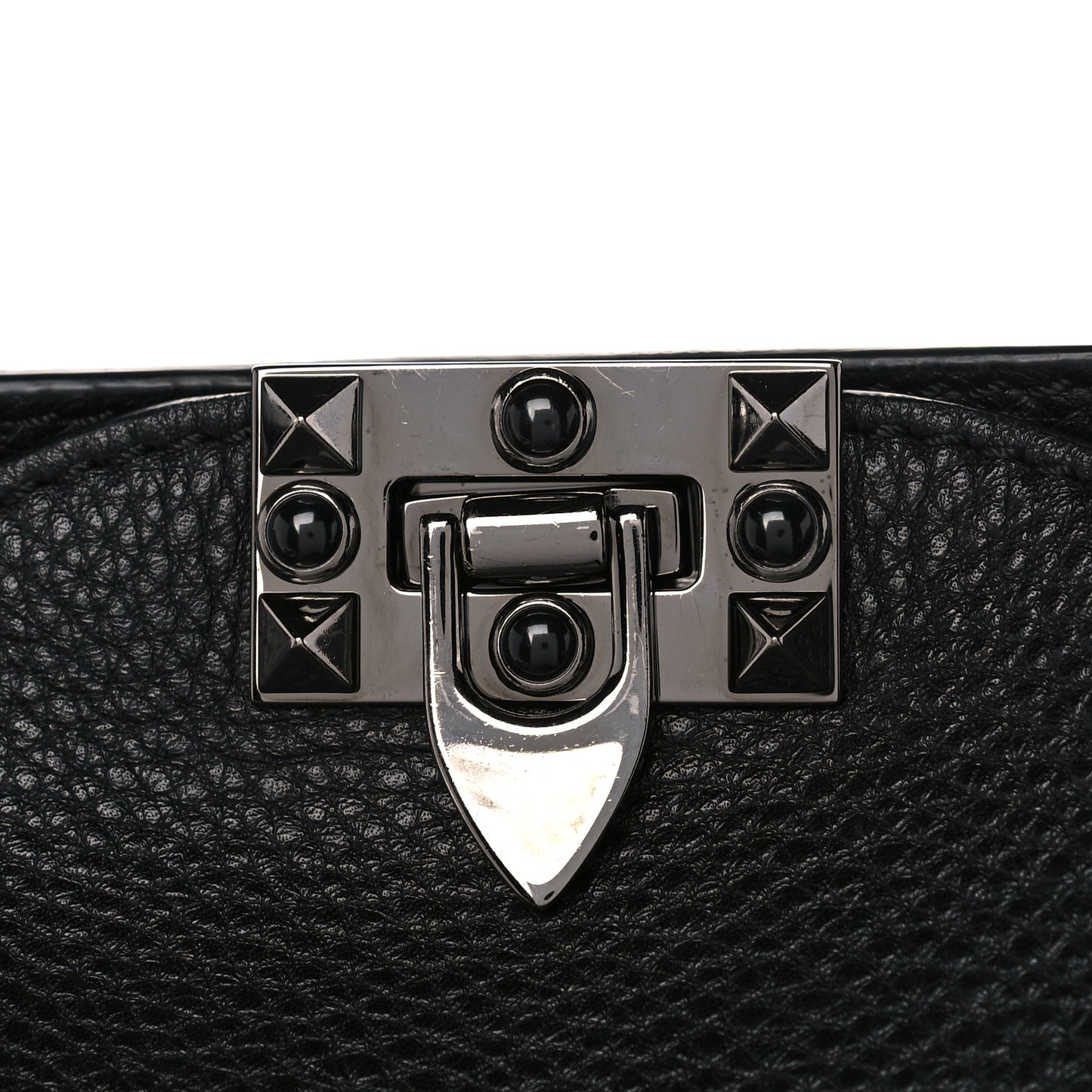 Pebbled Calfskin Onyx Small Rockstud Rolling Flip-Lock Messenger Bag Black