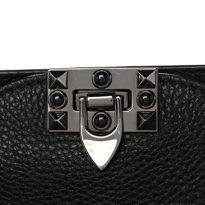 Valentino Garavani Pebbled Calfskin Onyx Small Rockstud Rolling Flip-Lock Messenger Bag Black 10 of 14